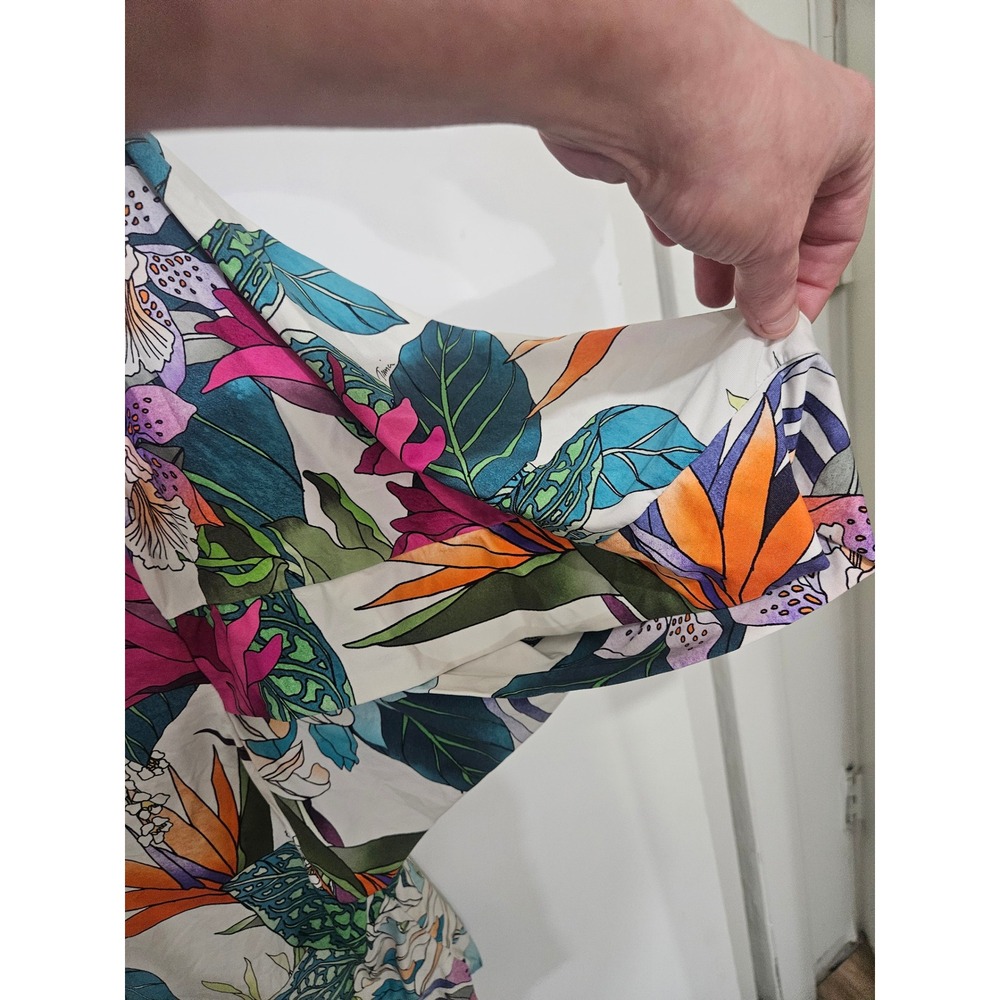 Trina Turk Floral Boat Neck Kimono Sleeve Tropical Print Blouse Top Womens Size - Picture 5 of 8